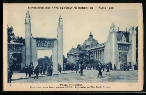 AK Paris, Exposition des Arts décoratifs 1925, Porte d`Honneur