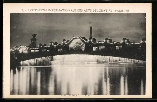 AK Paris, Exposition des Arts décoratifs 1925, Vue de Nuit