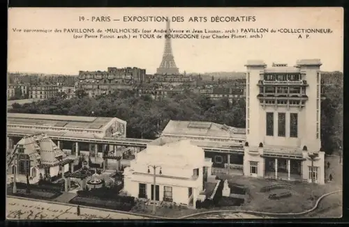 AK Paris, Exposition des Arts décoratifs 1925, Vue panoramique des Pavillons Mulhouse et du Collectionneur