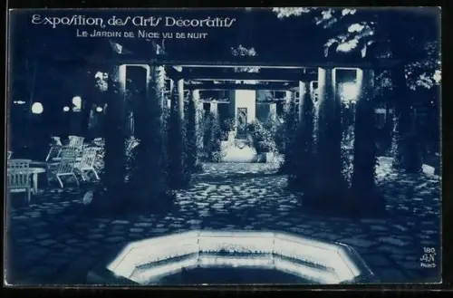 AK Paris, Exposition des Arts décoratifs 1925, Le Jardin de Nice vu de Nuit