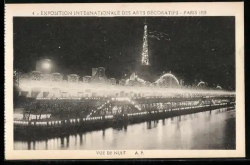 AK Paris, Exposition des Arts décoratifs 1925, Vue de Nuit