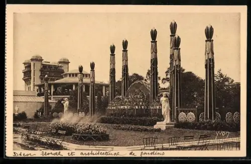AK Paris, Exposition des Arts décoratifs 1925, Décor Floral et Architectural des Jardins