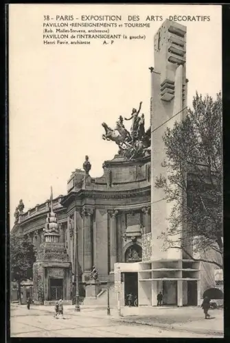 AK Paris, Exposition des Arts décoratifs 1925, Pavillon Renseignements et Tourisme, Pavillon de l`Intransigeant