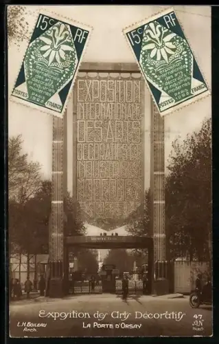 AK Paris, Exposition des Arts décoratifs 1925, La Porte d`Orsay