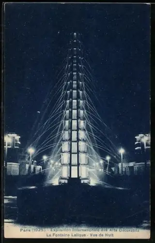 AK Paris, Exposition des Arts décoratifs 1925, La Fontaine Lalique, Vue de Nuit