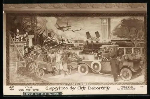 Künstler-AK Paris, Exposition des Arts décoratifs 1925, Cour des Métiers, Fresque