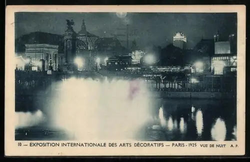 AK Paris, Exposition des Arts décoratifs 1925, Vue de Nuit