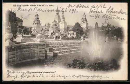 AK Paris, Exposition universelle de 1900, Bassin du Trocadéro