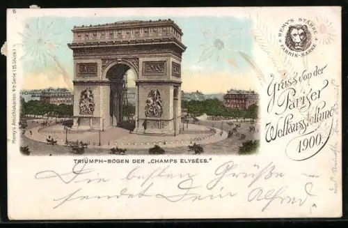AK Paris, Exposition universelle de 1900, Triumph-Bogen der Champs Elysées