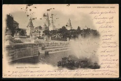 AK Paris, Exposition universelle de 1900, Bassin du Trocadéro