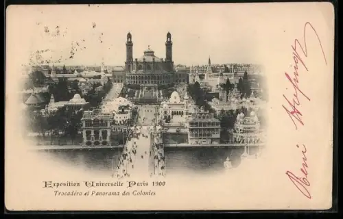 AK Paris, Exposition universelle de 1900, Trocadéro et Panorama des Colonies