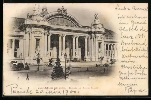 AK Paris, Exposition universelle de 1900, Entrée du Grand Palais
