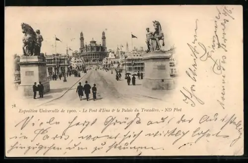 AK Paris, Exposition universelle de 1900, Le Pont d`Iéna & le Palais du Trocadéro