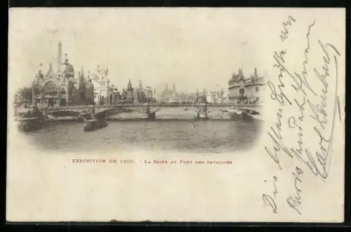 AK Paris, Exposition Universelle 1900, La Seine au Pont des Invalides