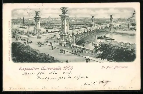 Künstler-AK Paris, Exposition universelle de 1900, Le Pont Alexandre
