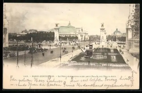 AK Paris, Exposition universelle de 1900, Le Pont Alexandre & les deux Palais des Beaux-Arts