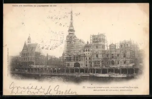 AK Paris, Exposition universelle de 1900, Palais d`Espagne, Allemagne, Norwege, Belgique et Grande Bretagne
