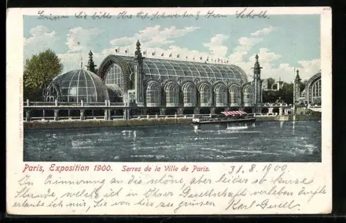 Lithographie Paris, Exposition universelle de 1900, Serres de la Ville de Paris