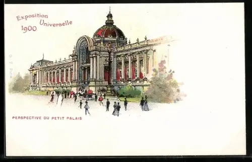 Lithographie Paris, Exposition universelle de 1900, Perspective du Petit Palais