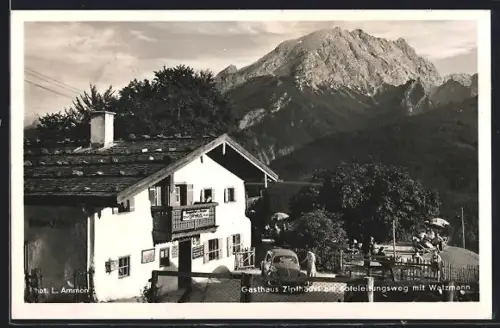 AK Berchtesgaden, Gasthaus Zipfhäusl, Soleleitungsweg, Watzmann