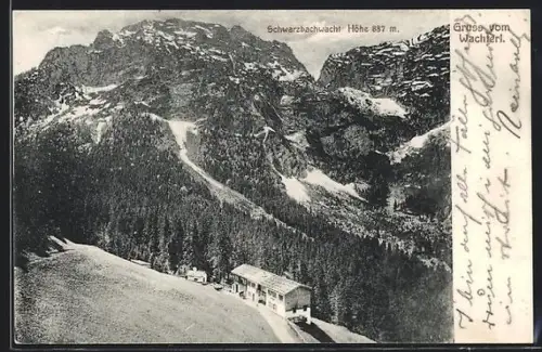AK Wachterl, Schwarzbachwacht, Gebirgslandschaft, Gasthaus