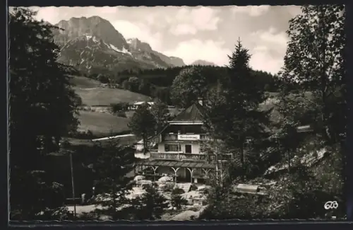 AK Maria Gern b. Berchtesgaden, Gasthaus und Café Theresienklause, Inh. M. u. H. Russeggger