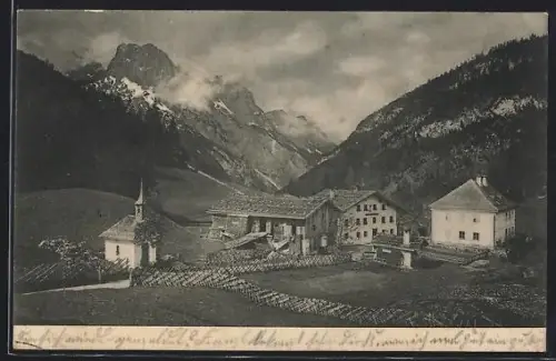 AK Weissbach bei Lofer, Hirschbühel, Kirche, Gasthaus, Gebirgslandschaft