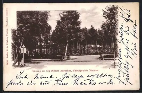 AK Munster, Eingang zu den Offizier-Baracken, Übungsplatz