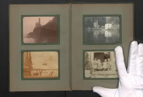 Fotoalbum mit 48 Fotografien, Ansicht Albogasio, Waschfrauen am See, Gassen im Ort, Fernansichten, Einwohner