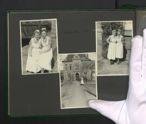 Fotoalbum mit 107 Fotografien, Frauen und Geburtsklinik Peine, Krankenschwestern, Hebamme, Rot-Kreuz, Mütterheim