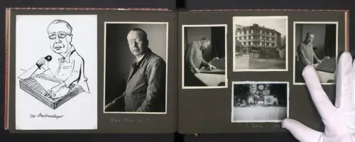 Fotoalbum mit 164 Fotografien, Ansicht Stuttgart, Firma Hugendubel-Schirme in der Hirschstrasse, Belegschaft, Jubiläum