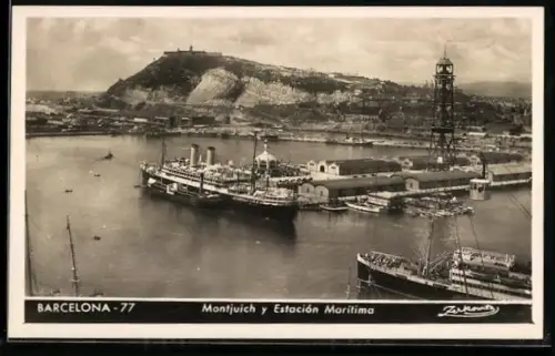 AK Barcelona, Montjuich y Estación Maritima