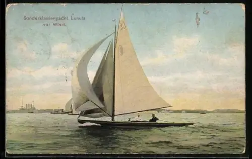 AK Sonderklassenyacht Lunula vor dem Wind, Segelsport