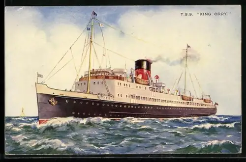 Künstler-AK Passagierschiff T.S.S. King Orry auf hoher See
