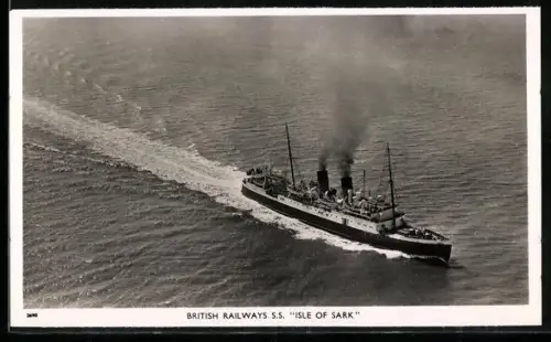 AK Fährschiff S.S. Isle of Sark der British Railways aus der Vogelschau gesehen