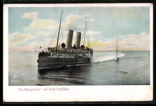 AK Raddampfer Le Marguerite vor Southend, Passagierschiff