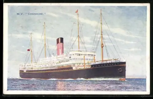 Künstler-AK Passagierschiff M.V. Cheshire in voller Fahrt