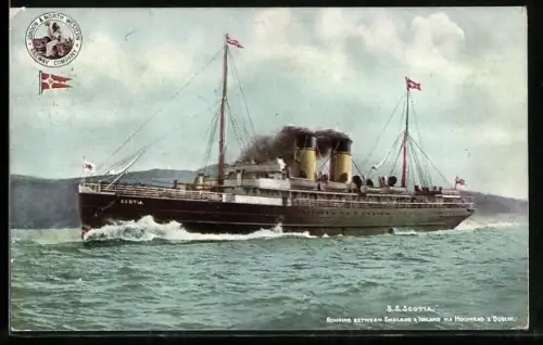 AK Passagierschiff S.S. Scotia in Fahrt