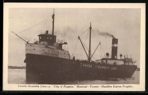 AK Binnenschiff S.S. City of Kingston der Canada Steamship Lines