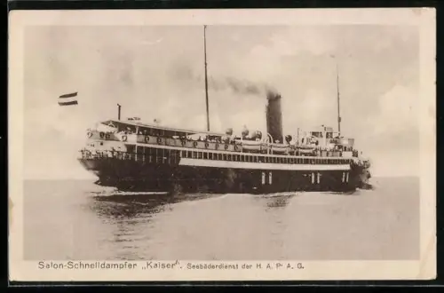AK Salon-Schnelldampfer Kaiser, Seebäderdienst der HAPAG, Passagierschiff