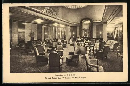 AK Paquebot Paris, Grand Salon de 1re Classe, Passagierschiff