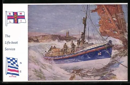 Künstler-AK Royal National Life-Boat Service, Seenotrettung auf hoher See