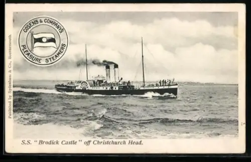 AK Passagierschiff S.S. Brodick Castle in Fahrt vor Christchurch Head