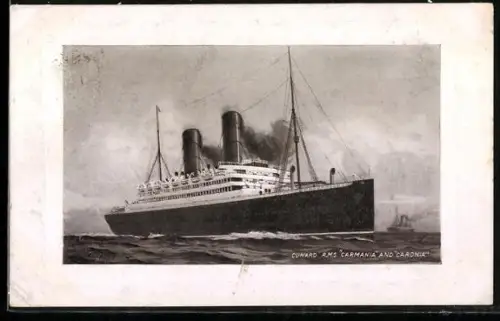 AK Passagierschiff RMS Carmania auf hoher See