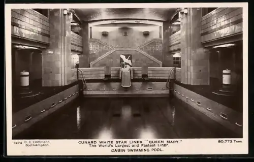 AK Passagierschiff R.M.S. Queen Mary, Cunard White Star, Cabin Swimming Pool
