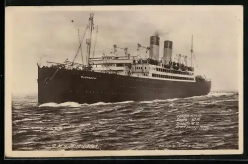 AK Passagierschiff R.M.S. Minnedosa auf hoher See