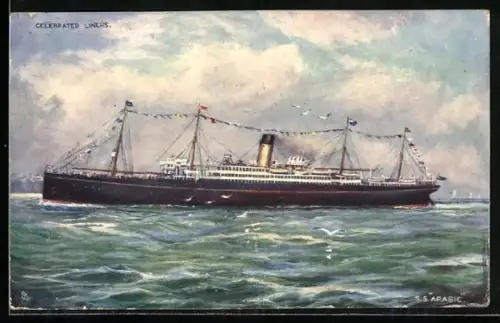 Künstler-AK White Star Line Passagierschiff Arabic auf See