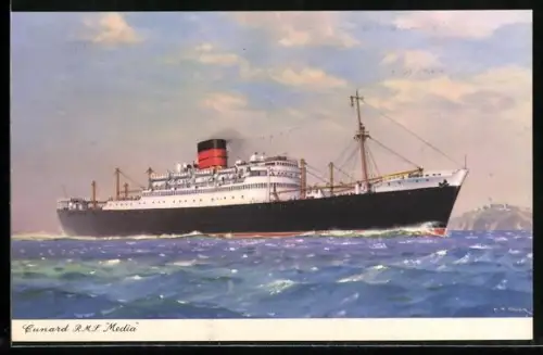 AK Passagierschiff RMS Media vor der Küste, Cunard Liner