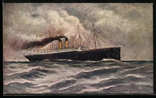 AK Britisches Passagierschiff Baltic in bewegter See