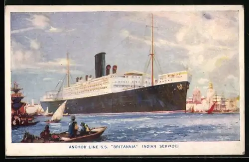 AK Passagierschiff S.S. Britannia der Anchor Line im Hafen